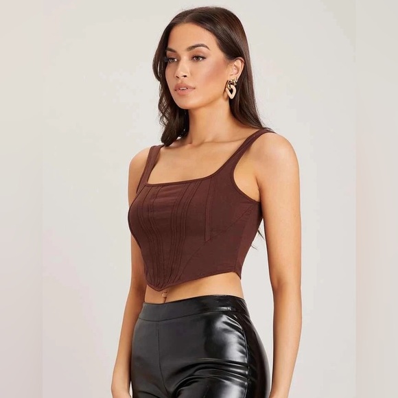 Tops - NWOT Brown corset top